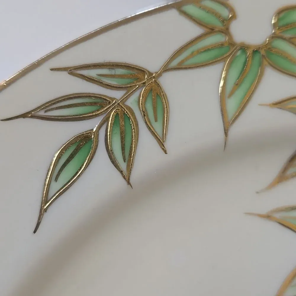 Hand Painted Bambo Plates Occupied Japan Set of 4 Mame-Zara Appetizer Dessert‎